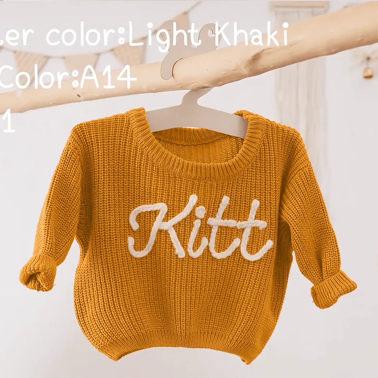 Cotton Hand embroidered Name Baby Sweater - IVORYNN