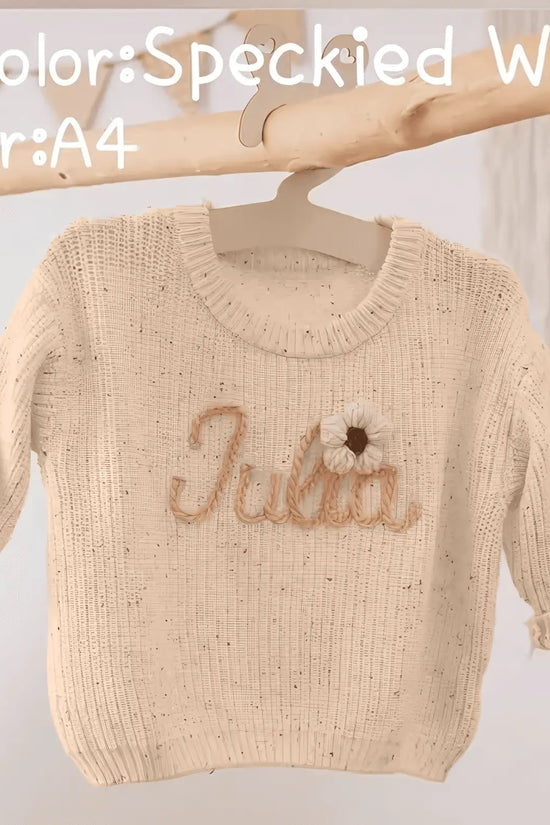 Cotton Hand embroidered Name Baby Sweater - IVORYNN