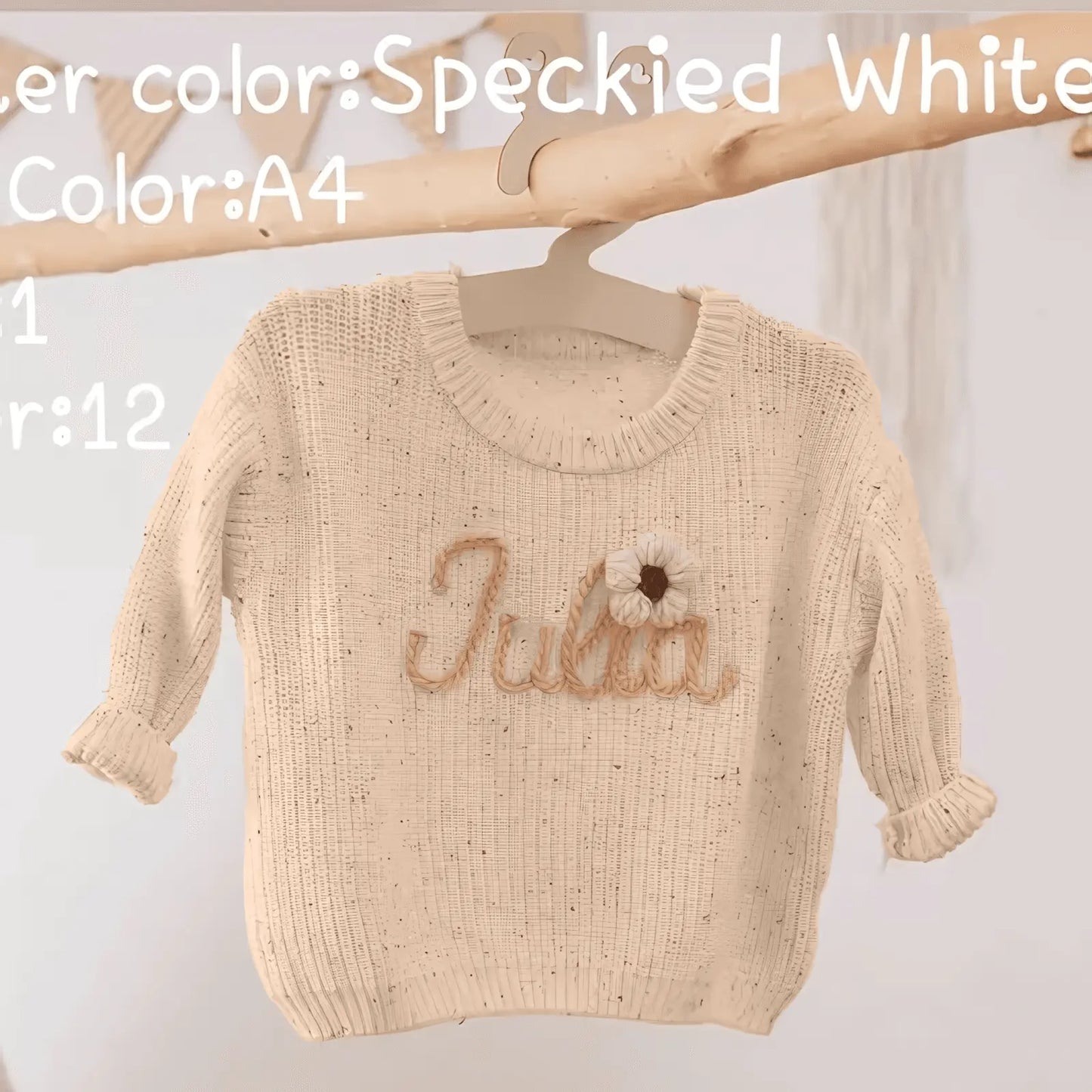 Cotton Hand embroidered Name Baby Sweater - IVORYNN