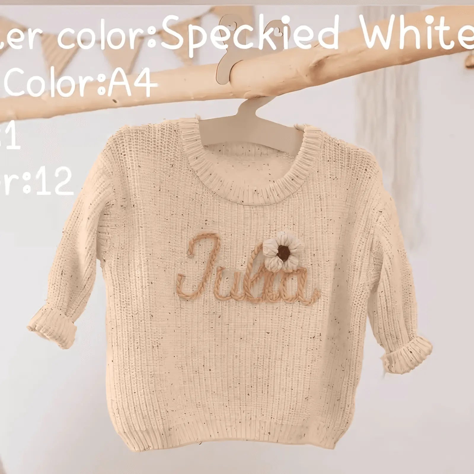 Cotton Hand embroidered Name Baby Sweater - IVORYNN