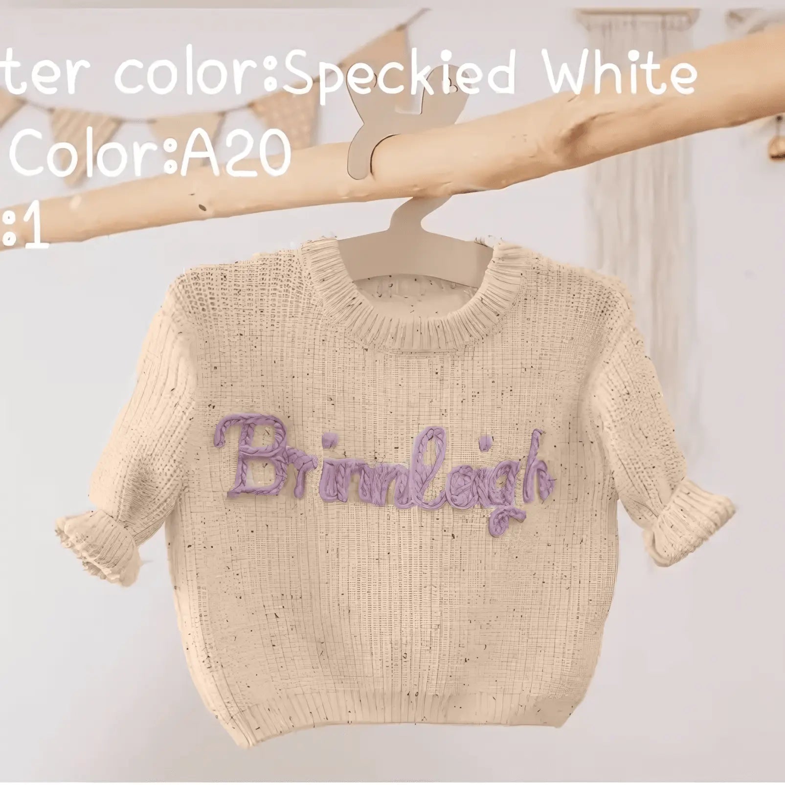 Cotton Hand embroidered Name Baby Sweater - IVORYNN