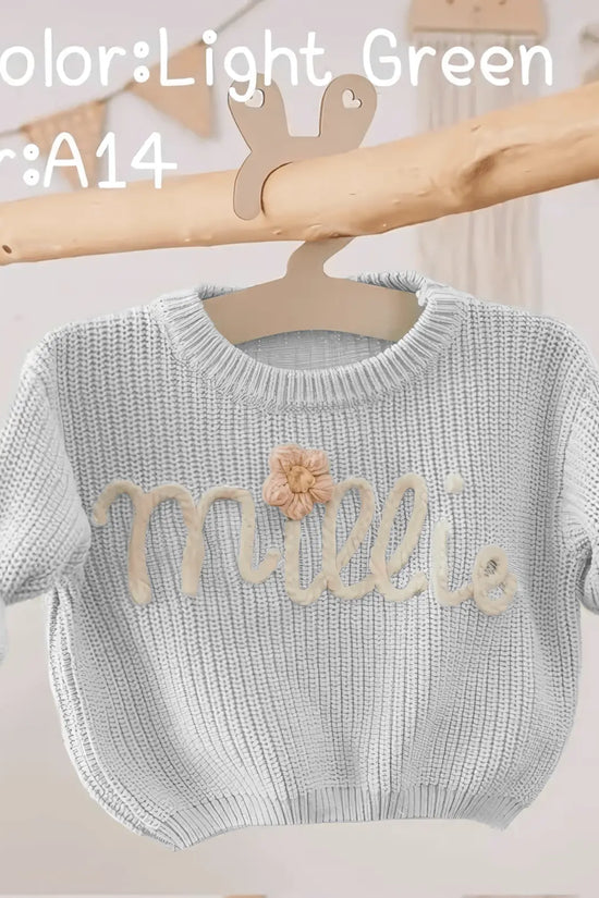 Cotton Hand embroidered Name Baby Sweater - IVORYNN