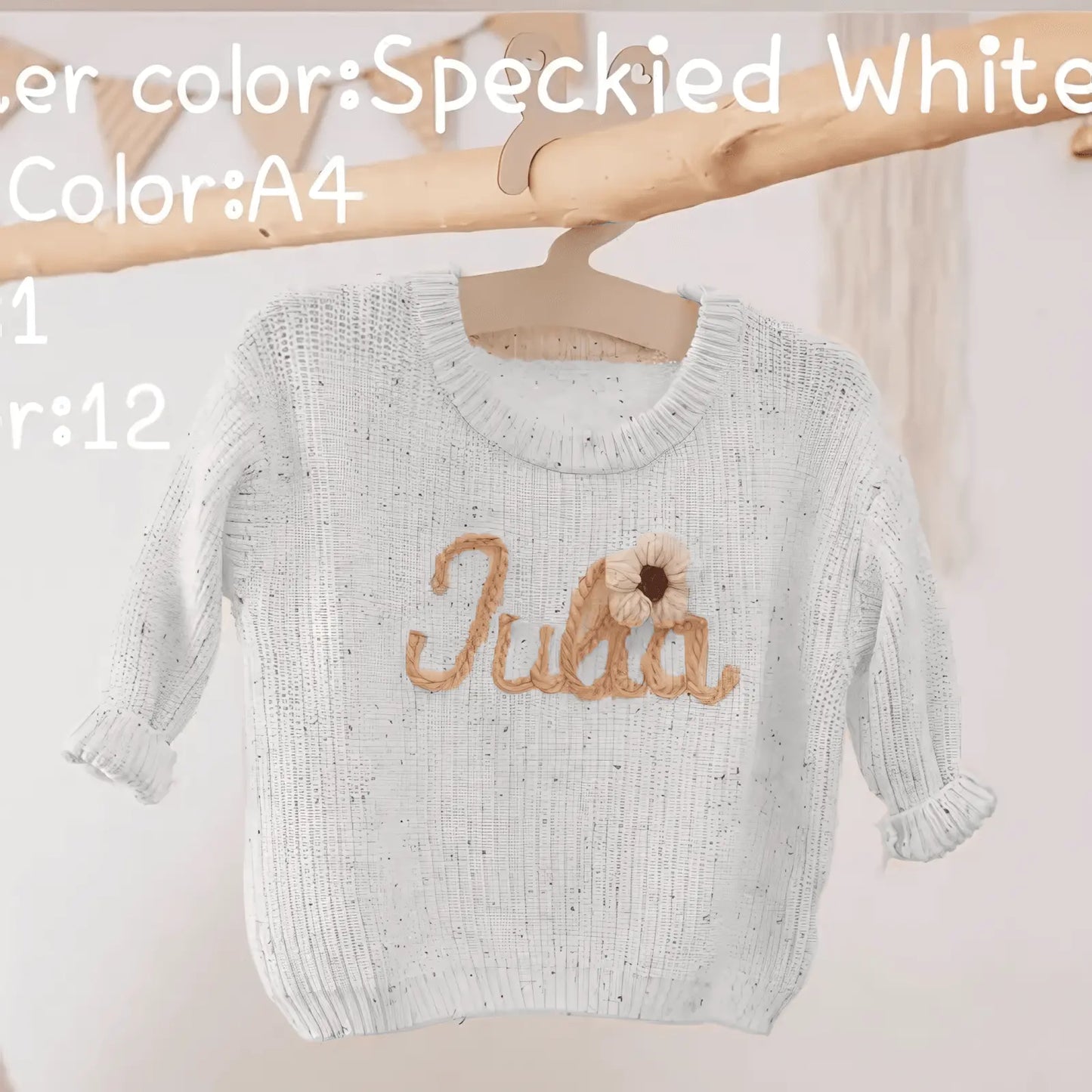 Cotton Hand embroidered Name Baby Sweater - IVORYNN