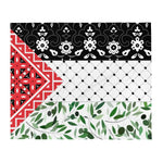 Floral country flag throw blanket with geometric, floral, and leaf patterns from Ivorynn home decor
