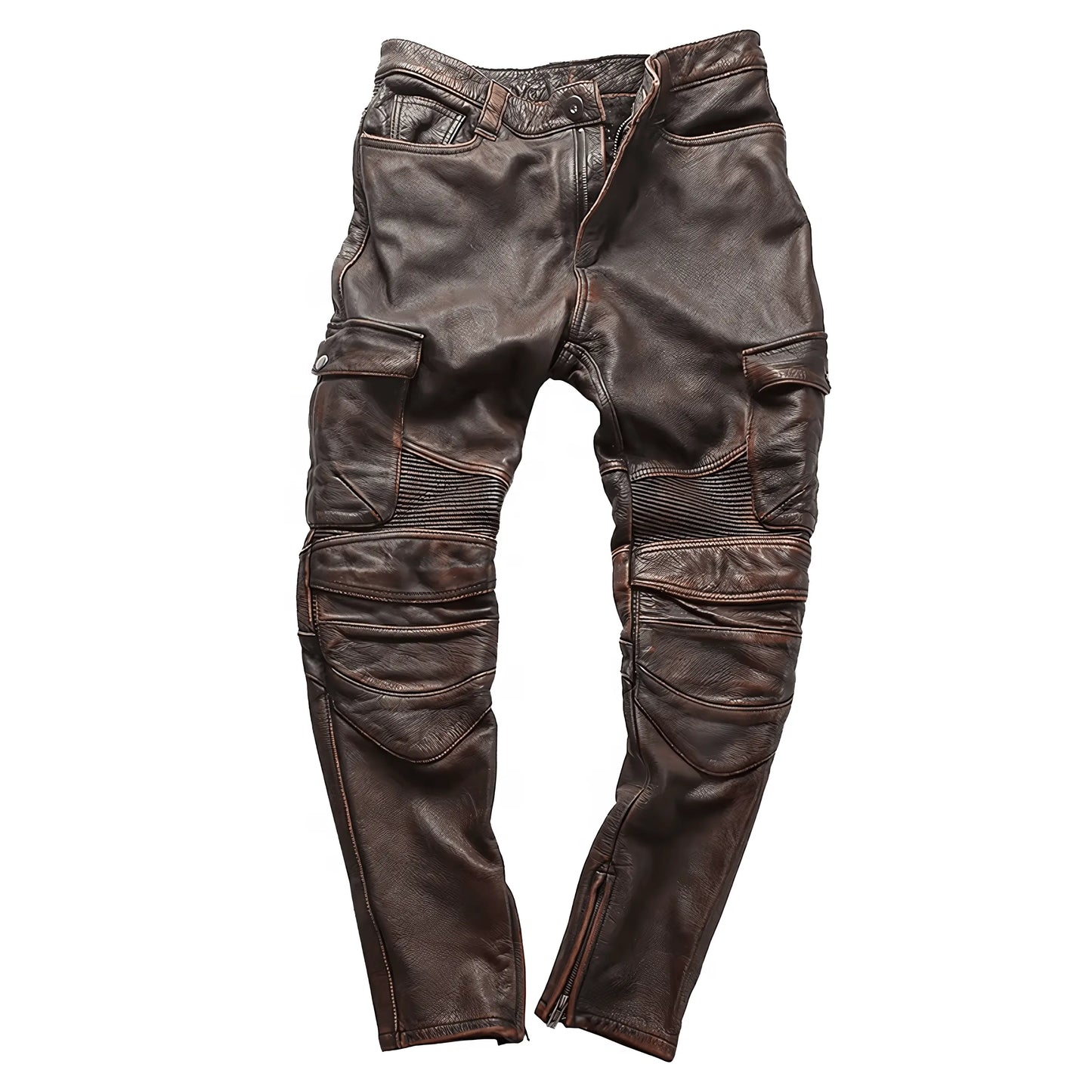 Cowhide Genuine LeatherSlim Sweatpants - IVORYNN