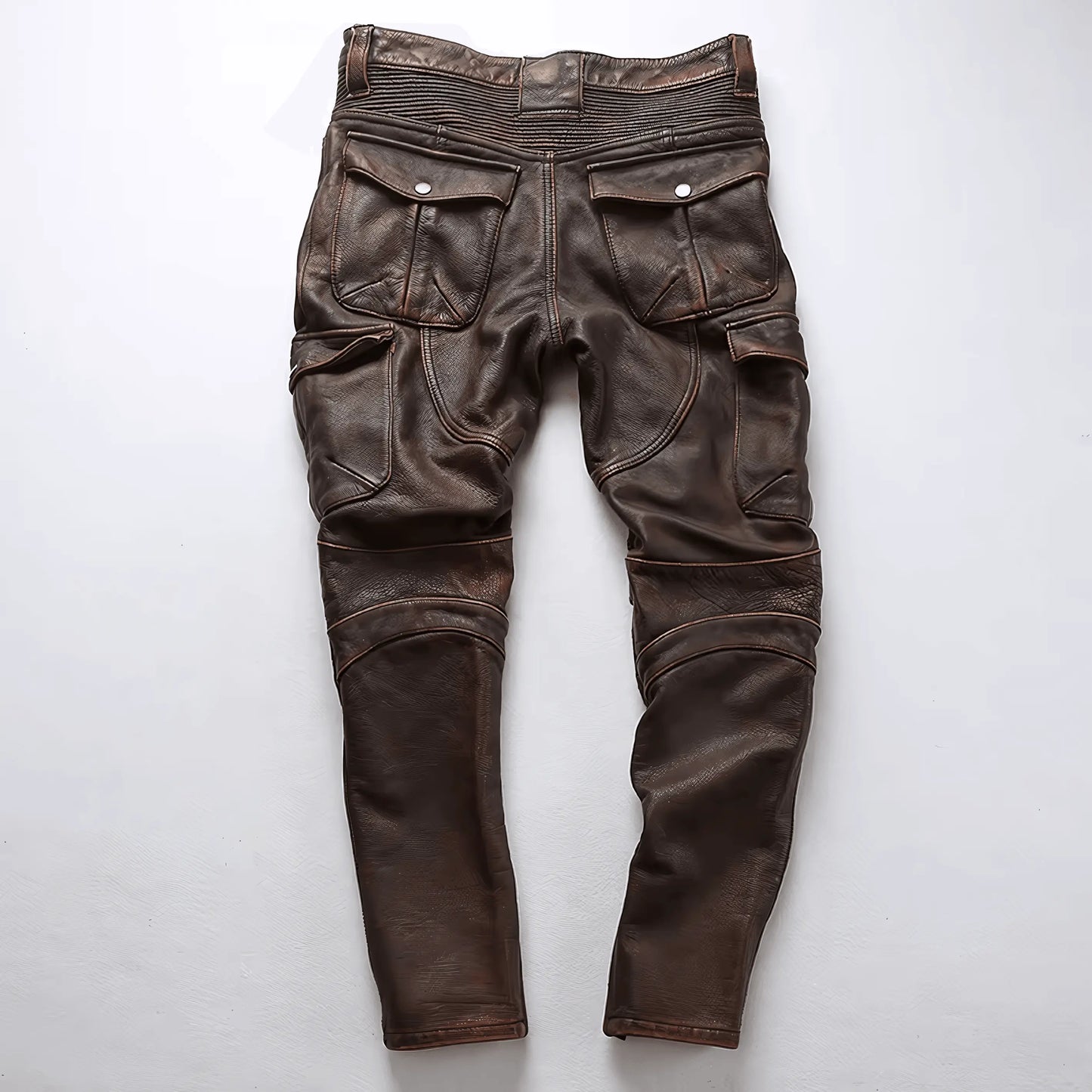 Cowhide Genuine LeatherSlim Sweatpants - IVORYNN