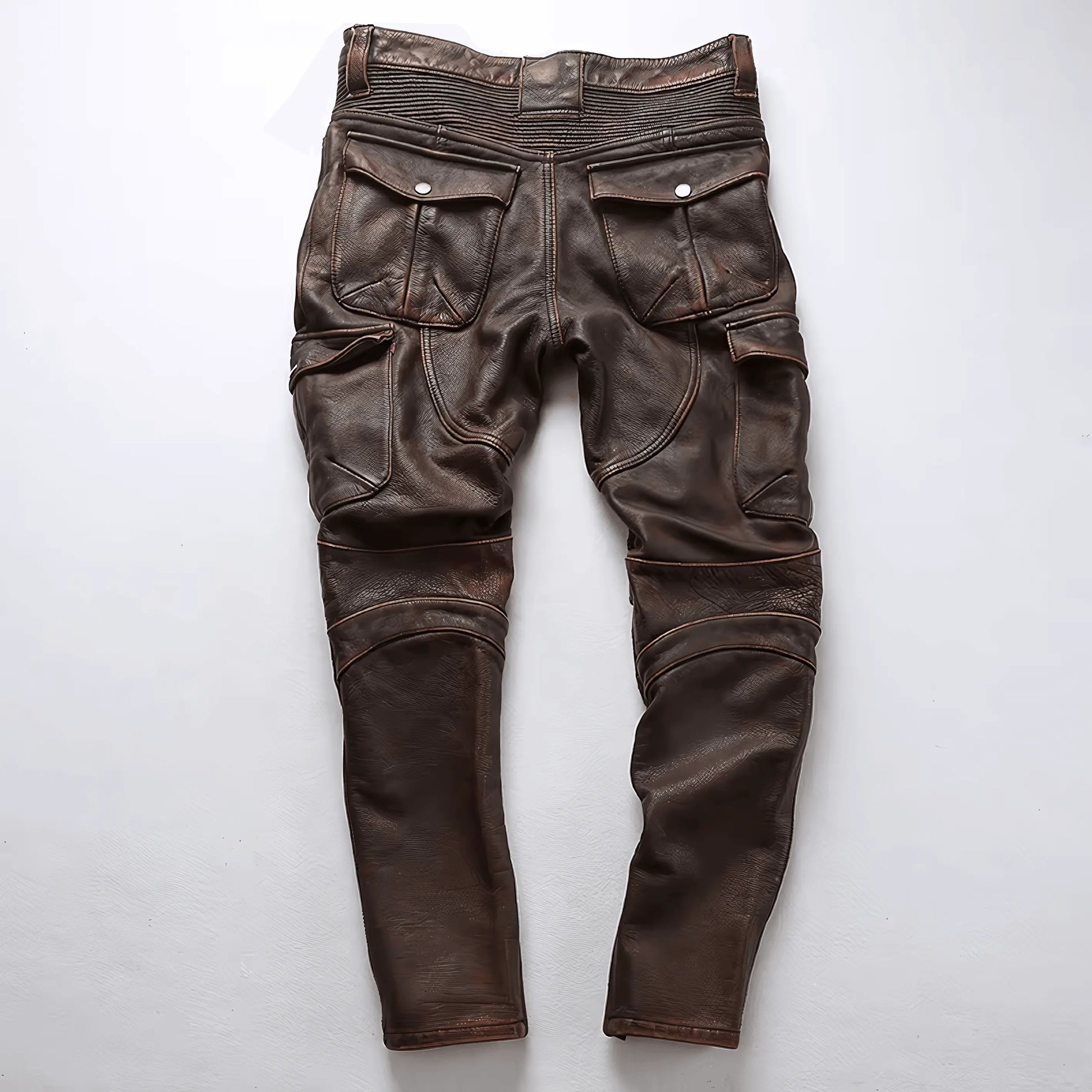 Cowhide Genuine LeatherSlim Sweatpants - IVORYNN