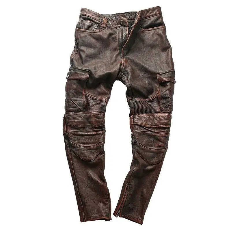 Cowhide Genuine LeatherSlim Sweatpants - IVORYNN