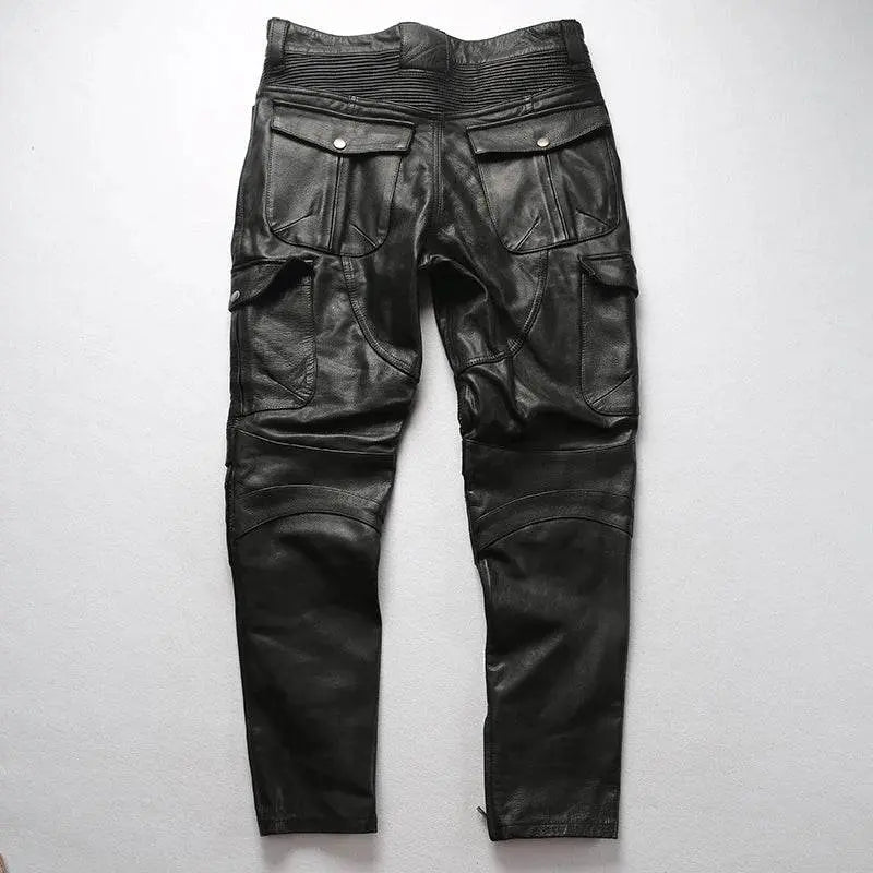Cowhide Genuine LeatherSlim Sweatpants - IVORYNN