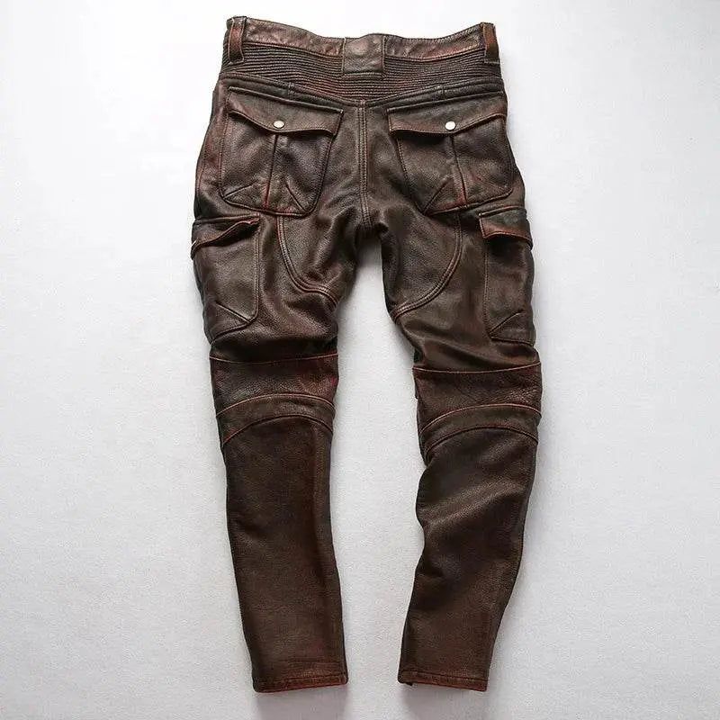 Cowhide Genuine LeatherSlim Sweatpants - IVORYNN