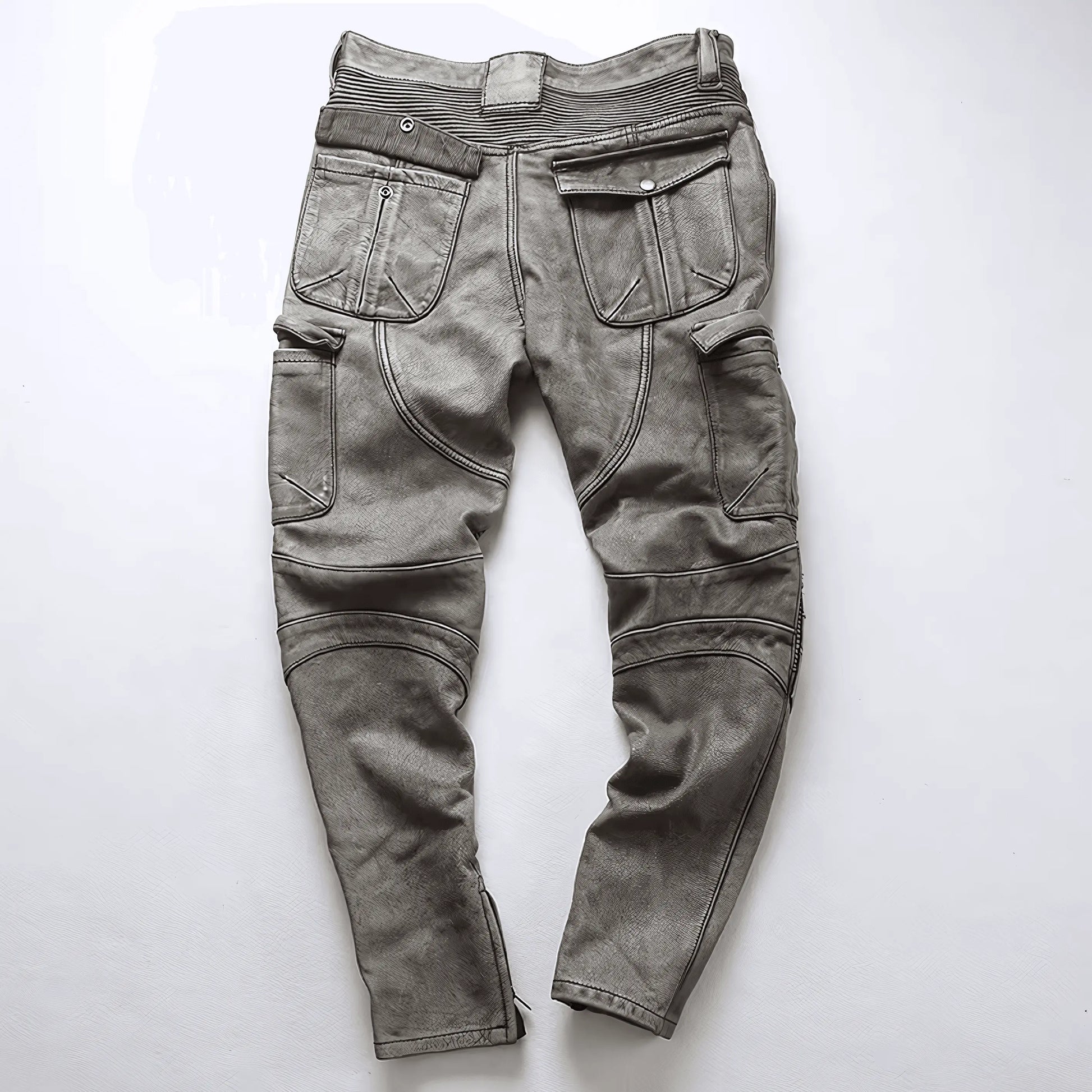 Cowhide Genuine LeatherSlim Sweatpants - IVORYNN