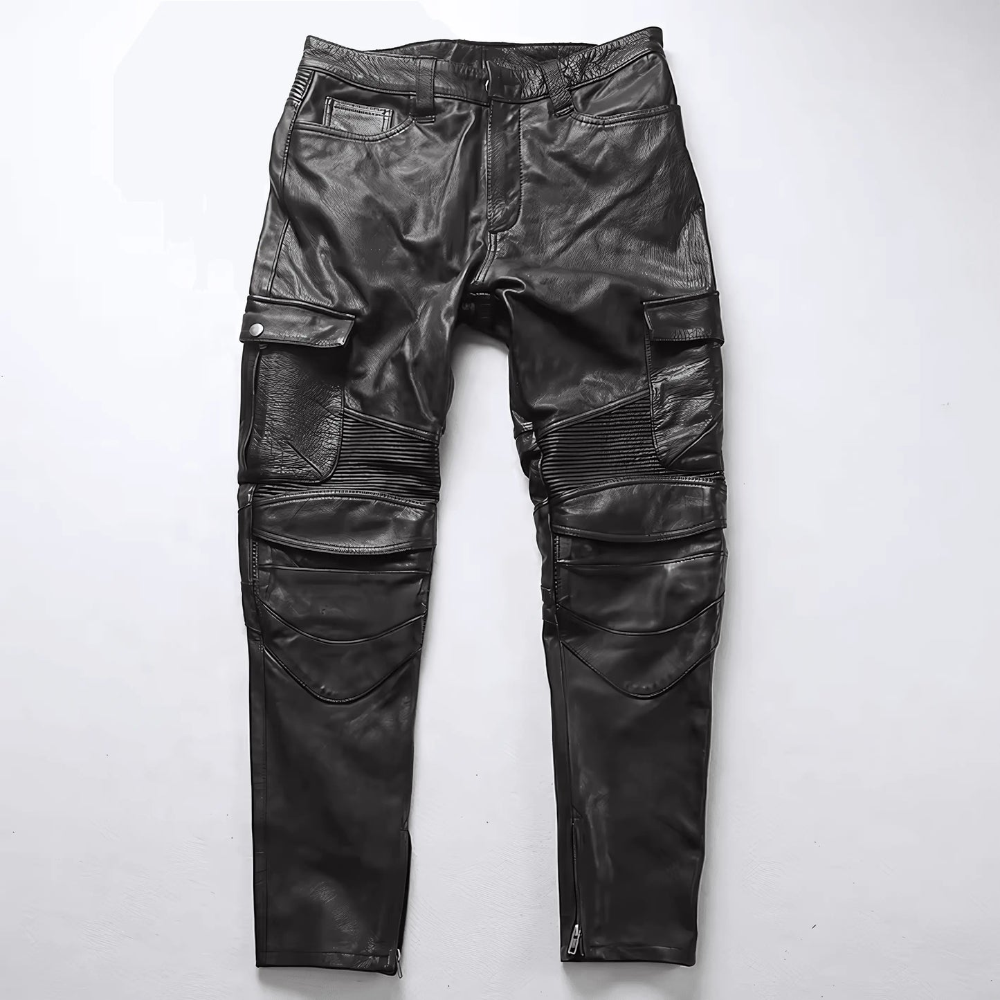 Cowhide Genuine LeatherSlim Sweatpants - IVORYNN