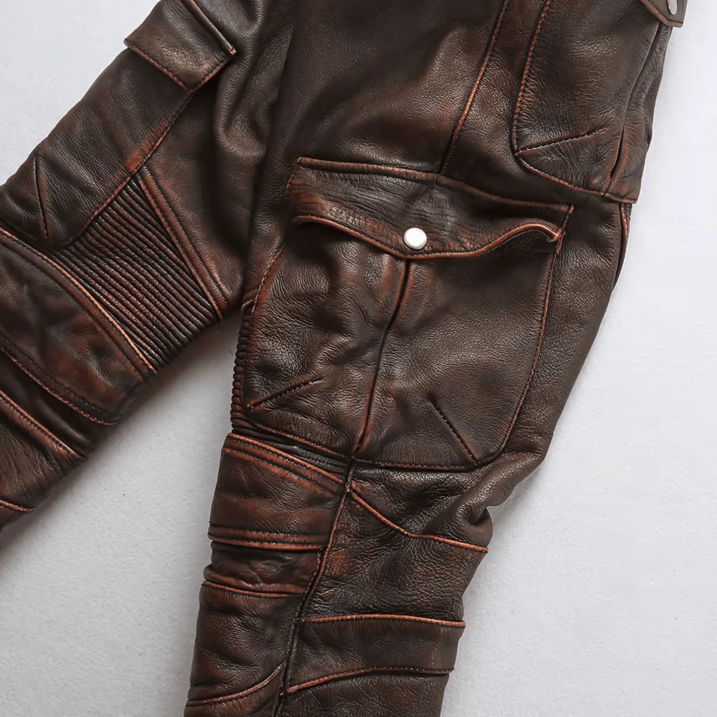 Cowhide Genuine LeatherSlim Sweatpants - IVORYNN
