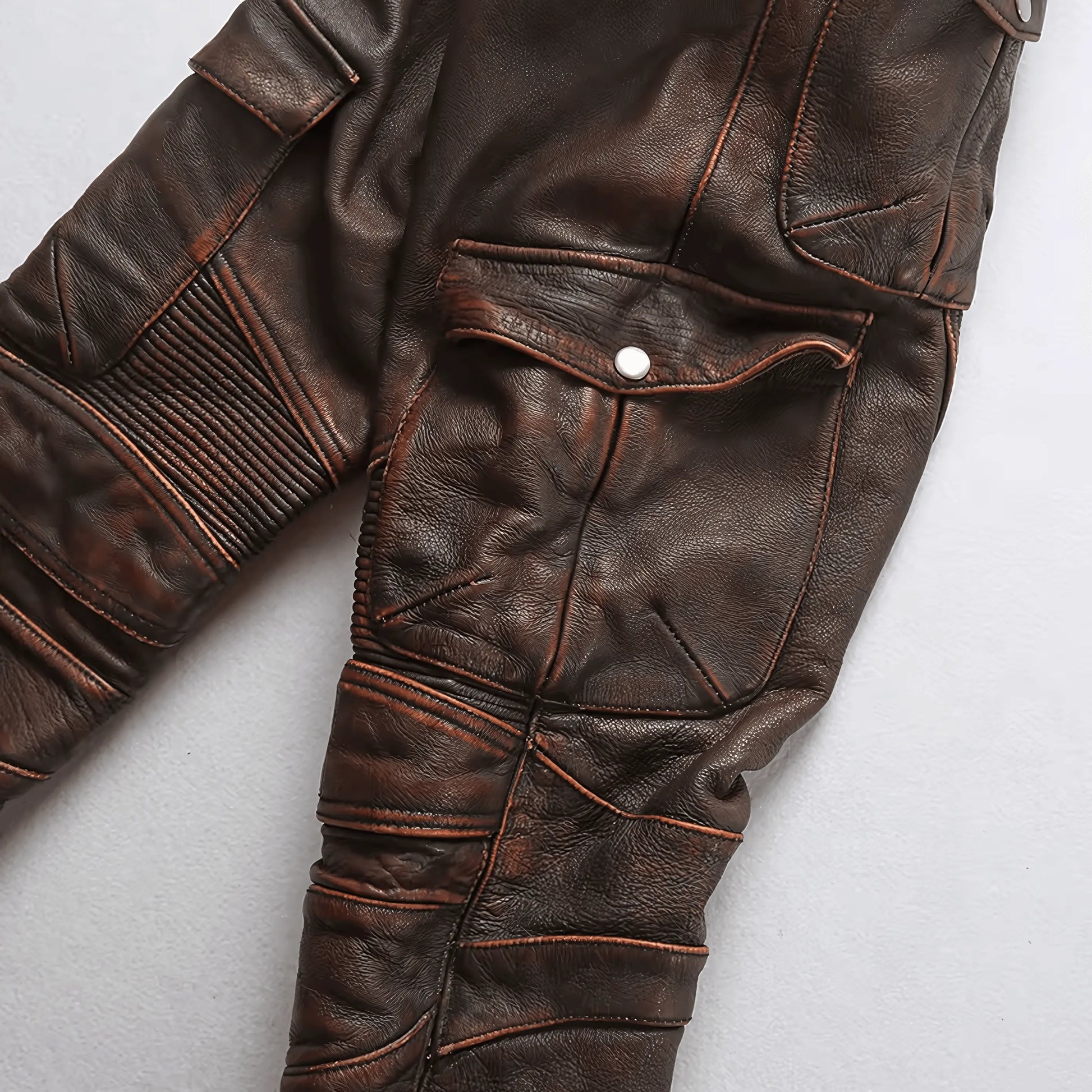 Cowhide Genuine LeatherSlim Sweatpants - IVORYNN