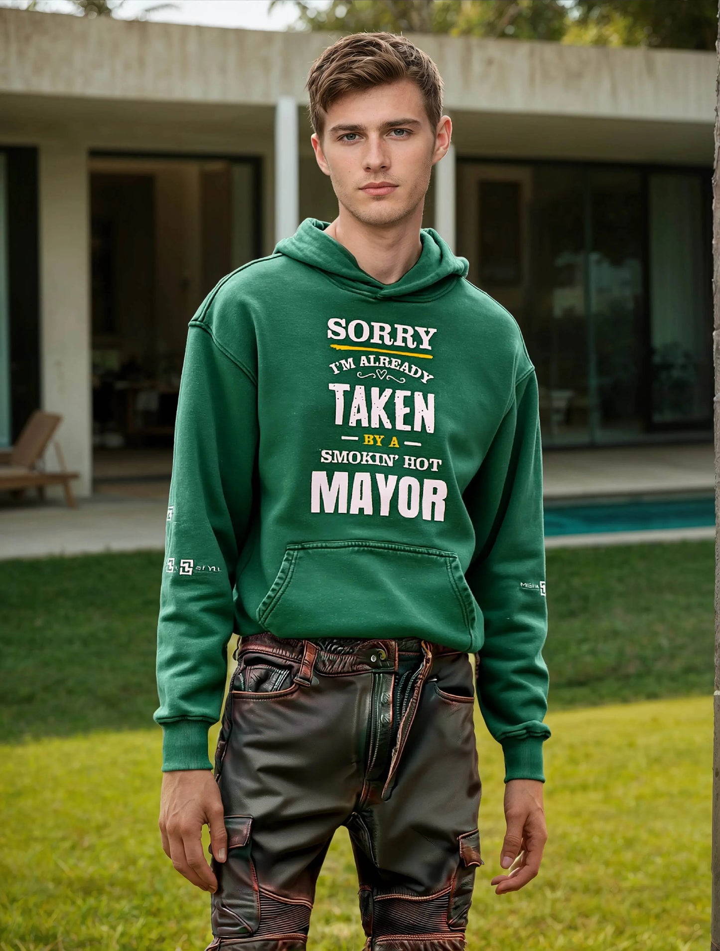 Cowhide Genuine LeatherSlim Sweatpants - IVORYNN