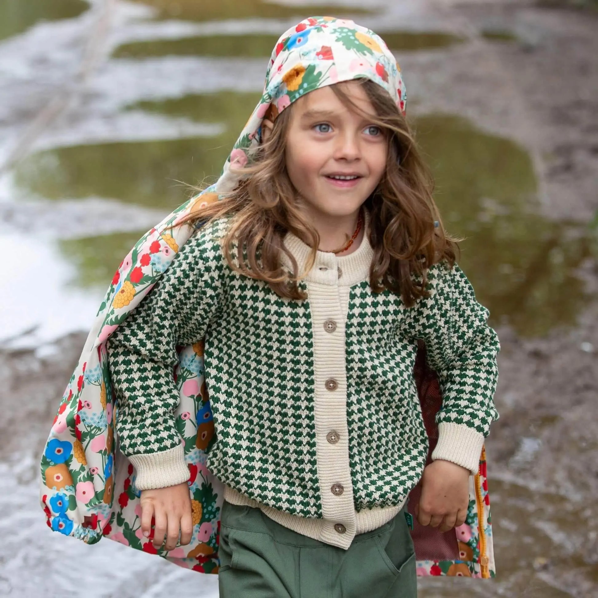 Cozy Organic Cotton Olive Striped Knitted Cardigan - IVORYNN