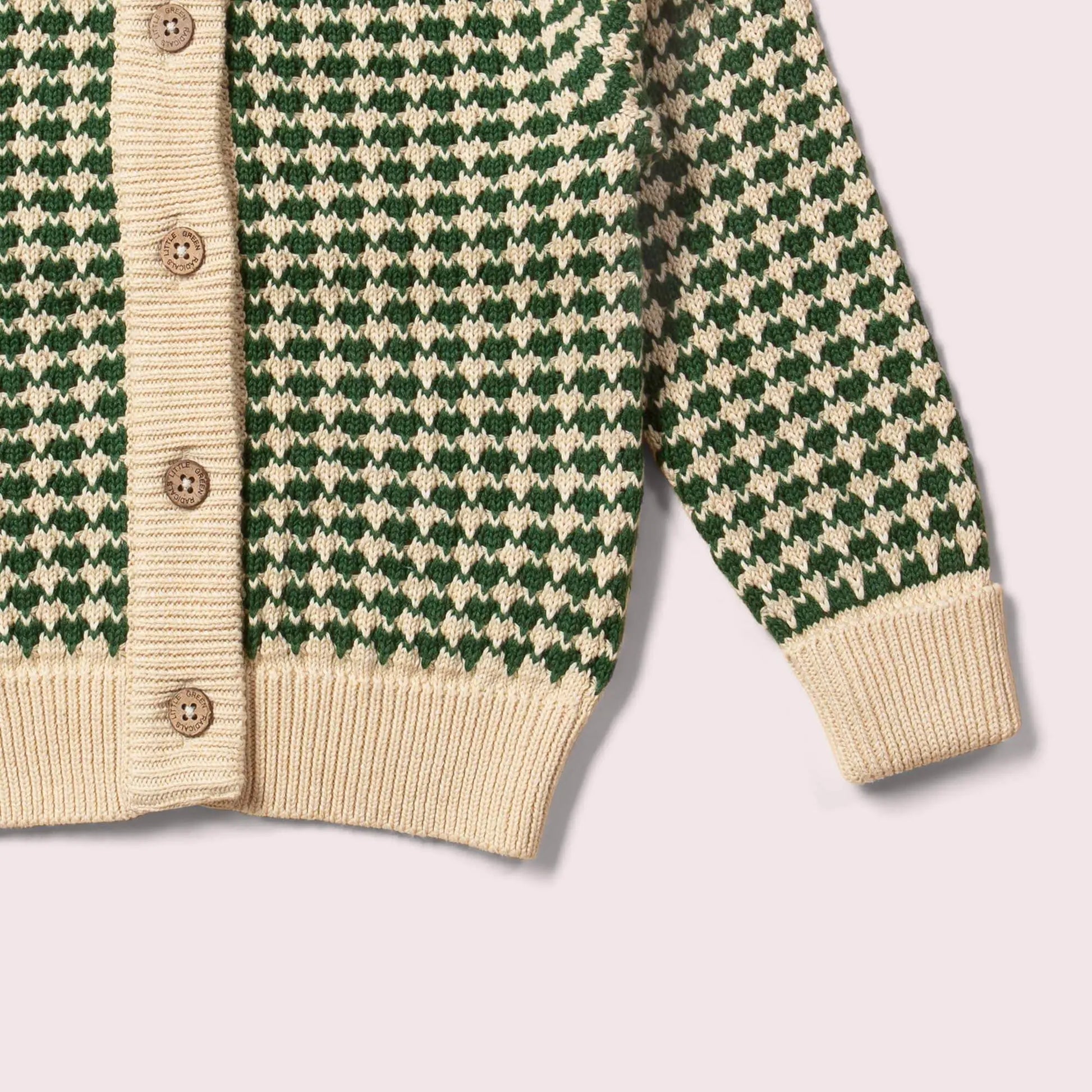 Cozy Organic Cotton Olive Striped Knitted Cardigan - IVORYNN