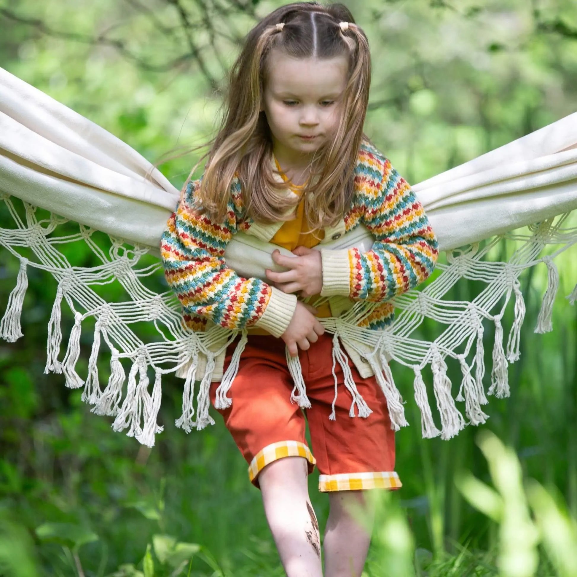 Cozy Organic Cotton Rainbow Days Knitted Cardigan for Infants & Kids