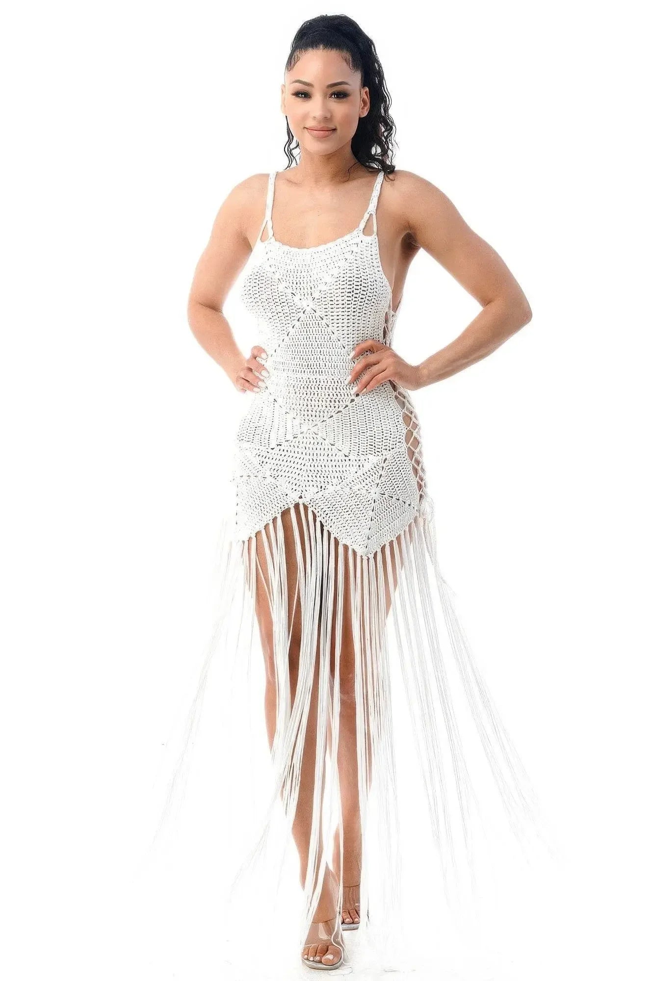Crochet White Dress Bottom Fringe - IVORYNN