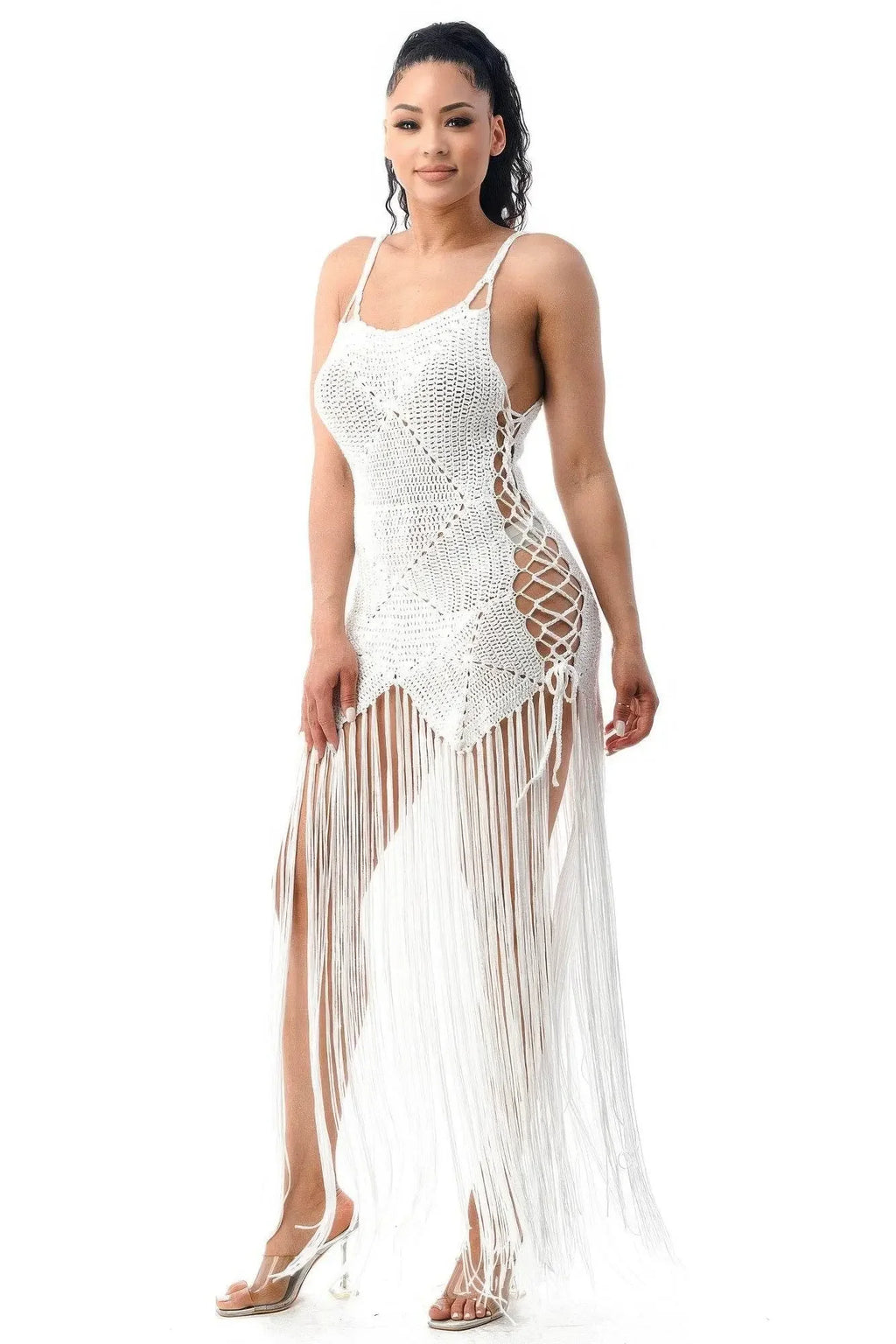 Crochet White Dress Bottom Fringe - IVORYNN