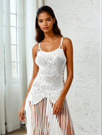 Crochet White Dress Bottom Fringe - IVORYNN
