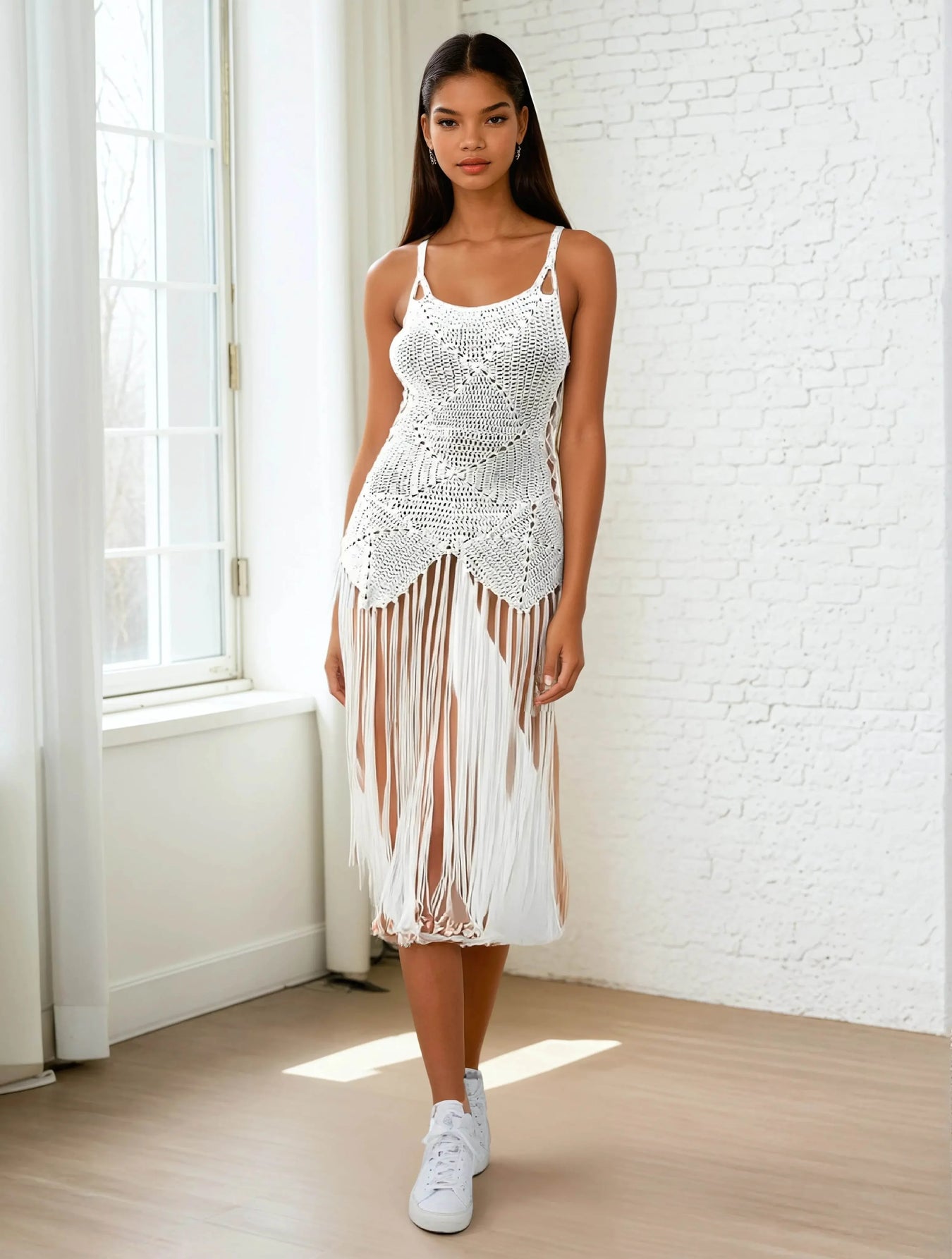 Crochet White Dress Bottom Fringe - IVORYNN