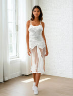 Crochet White Dress Bottom Fringe - IVORYNN