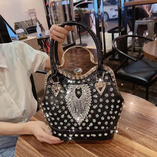 Crossbody diamond inlaid handbag