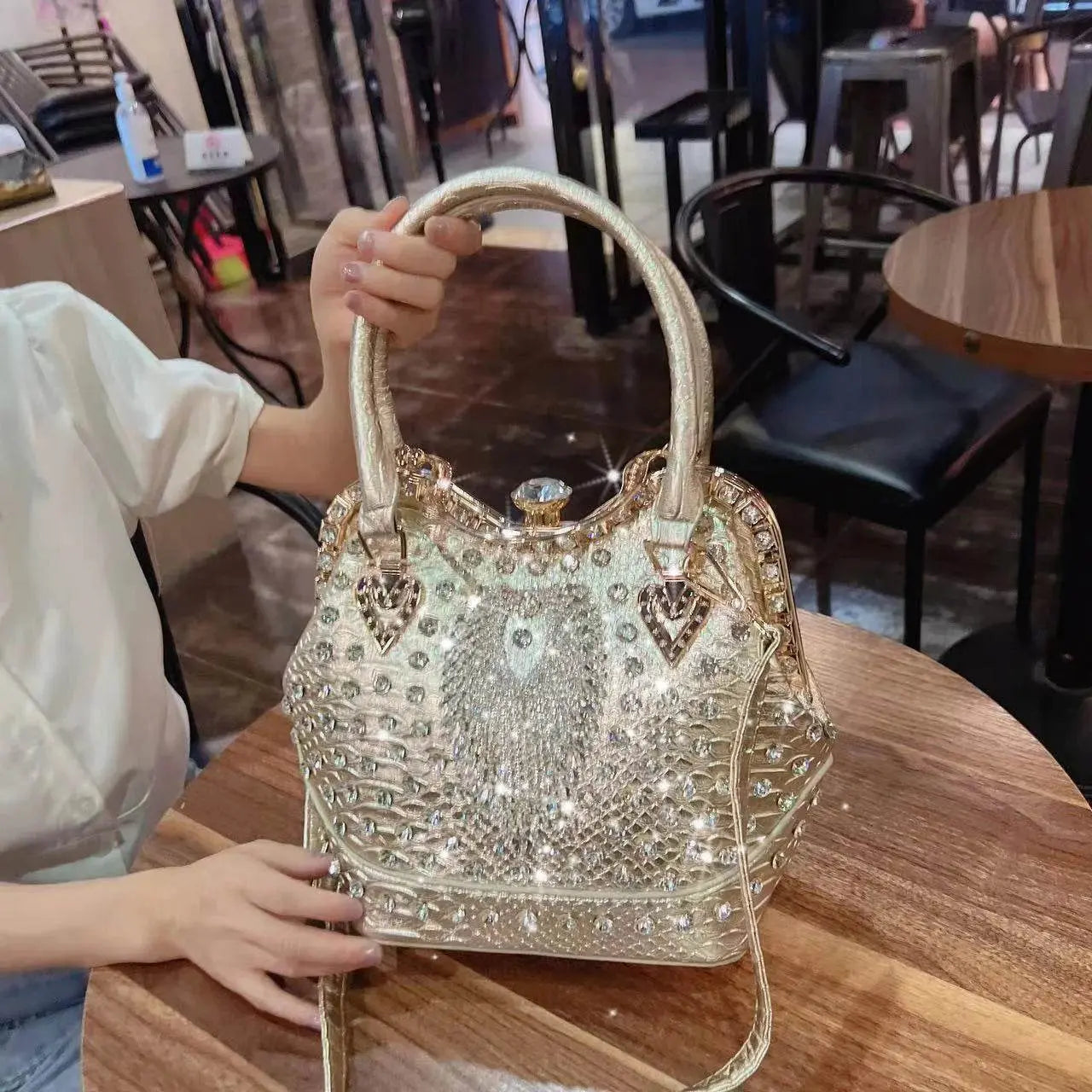 Crossbody diamond inlaid handbag - IVORYNN