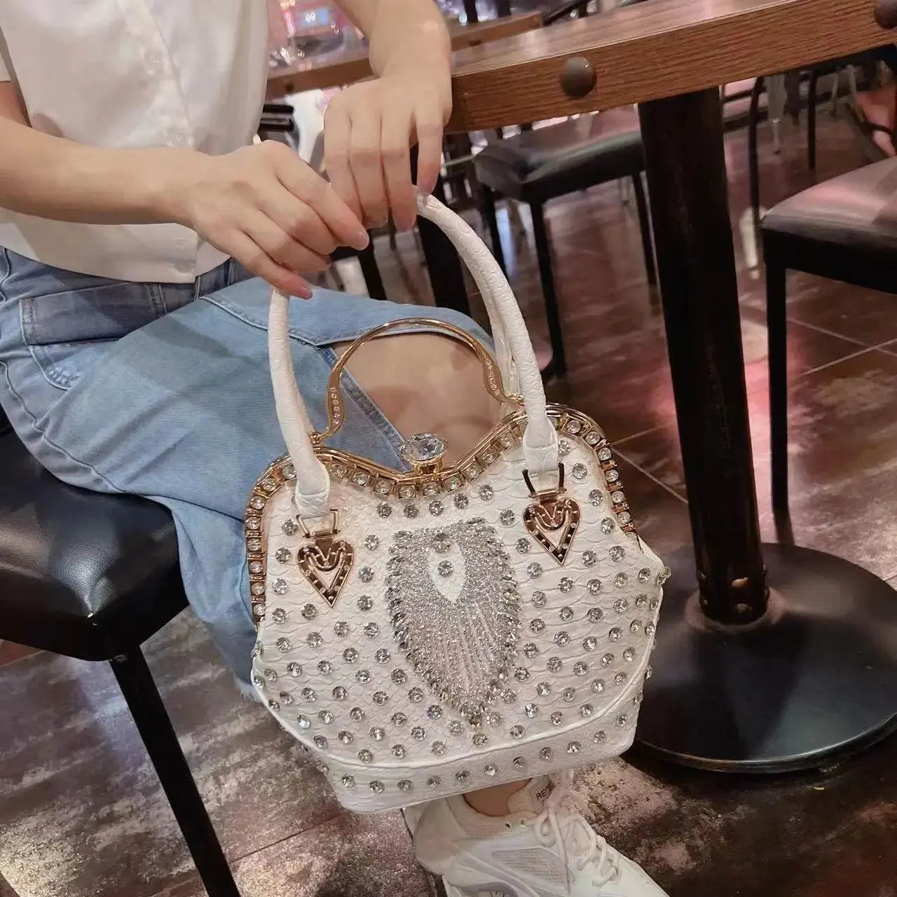 Crossbody diamond inlaid handbag - IVORYNN