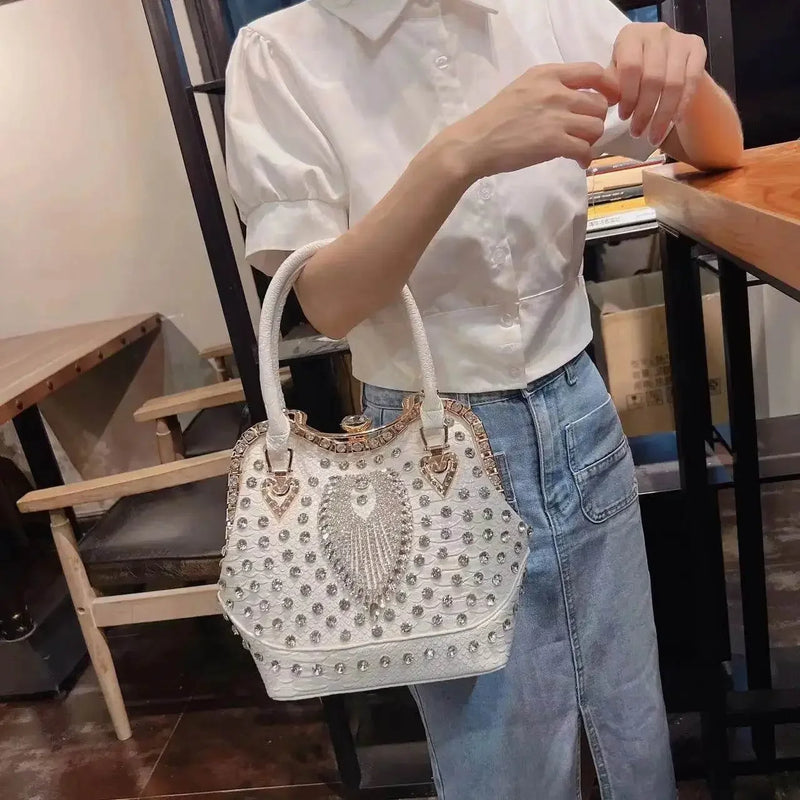 Crossbody diamond inlaid handbag - IVORYNN