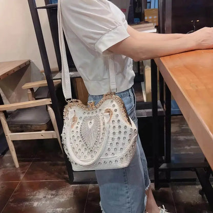 Crossbody diamond inlaid handbag - IVORYNN