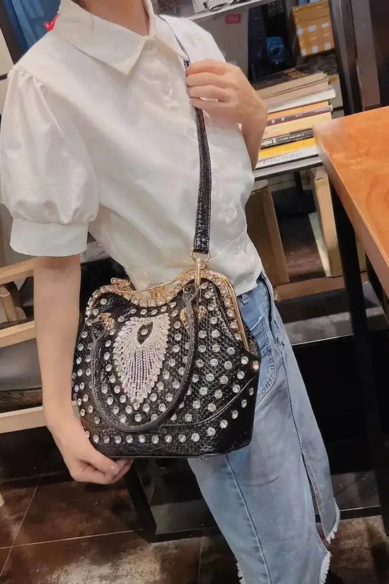 Crossbody diamond inlaid handbag - IVORYNN