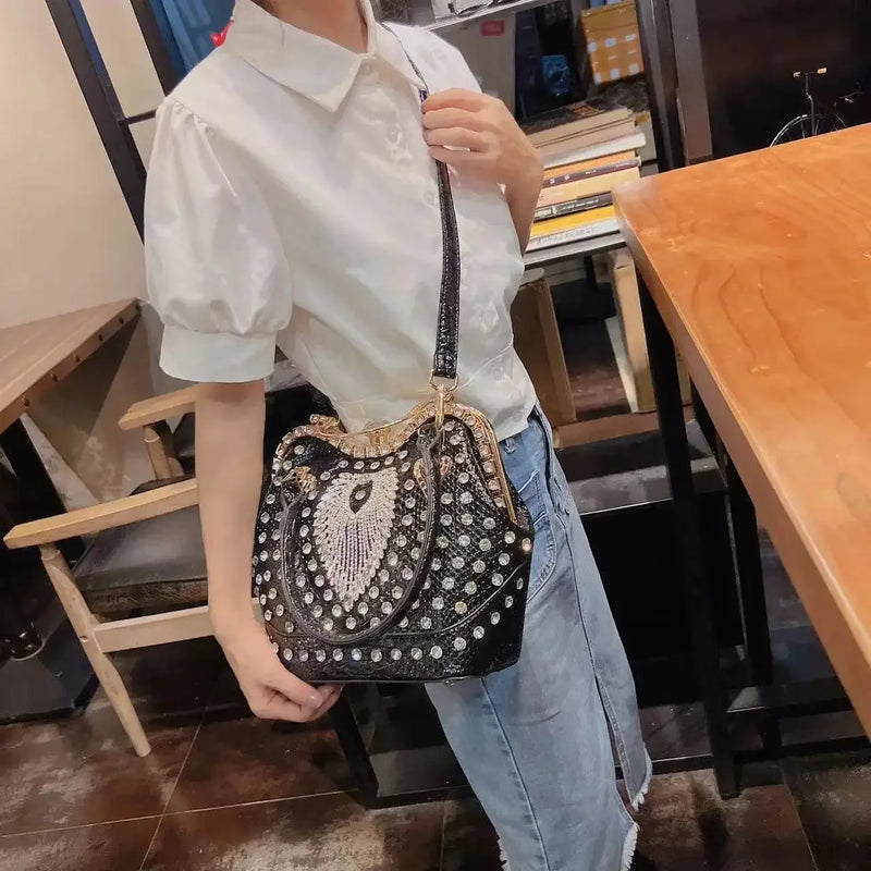 Crossbody diamond inlaid handbag - IVORYNN