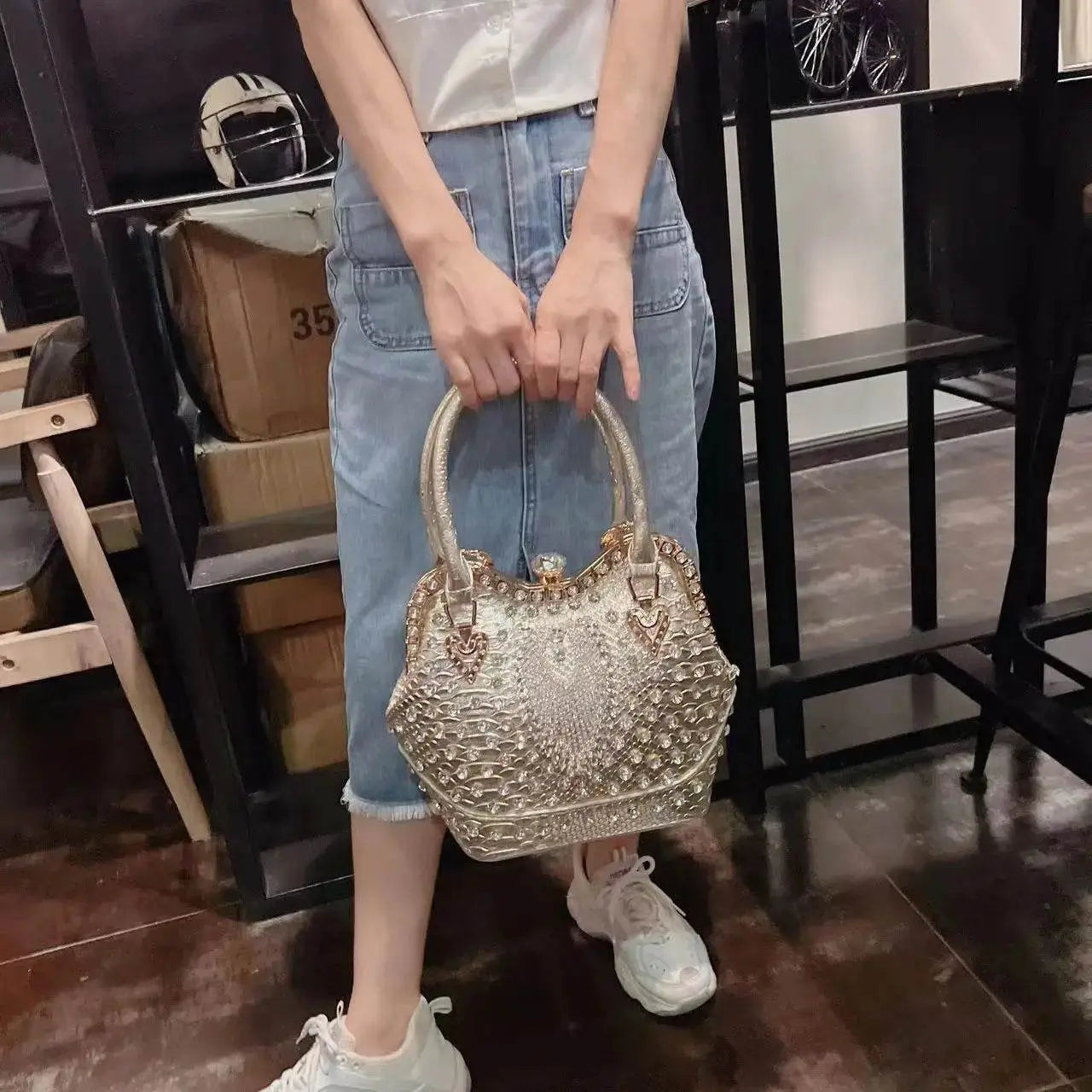 Crossbody diamond inlaid handbag - IVORYNN