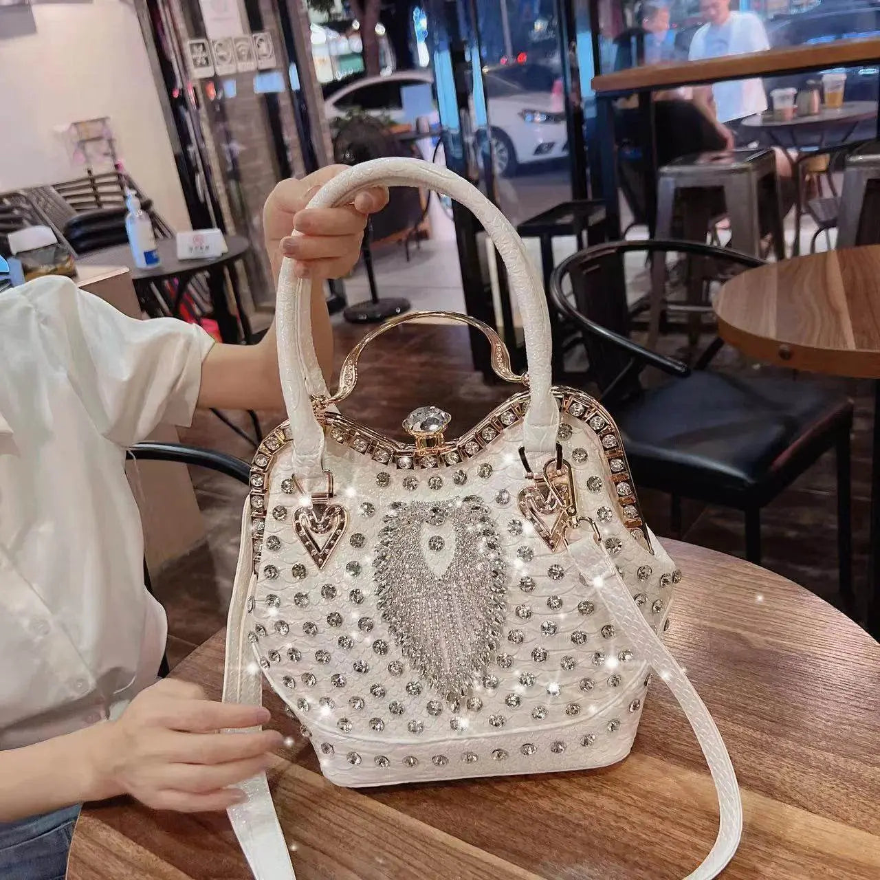 Crossbody diamond inlaid handbag - IVORYNN
