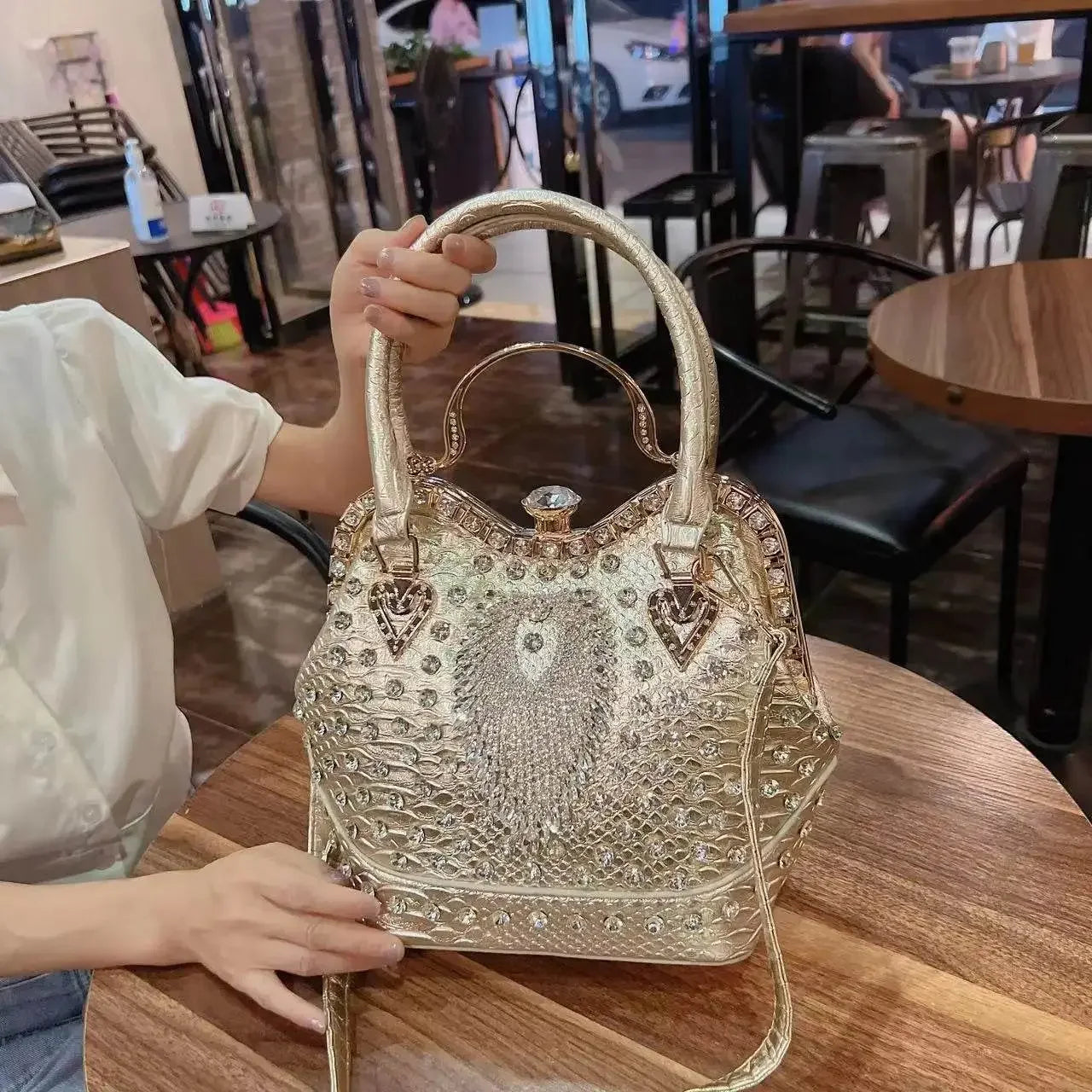 Crossbody diamond inlaid handbag - IVORYNN