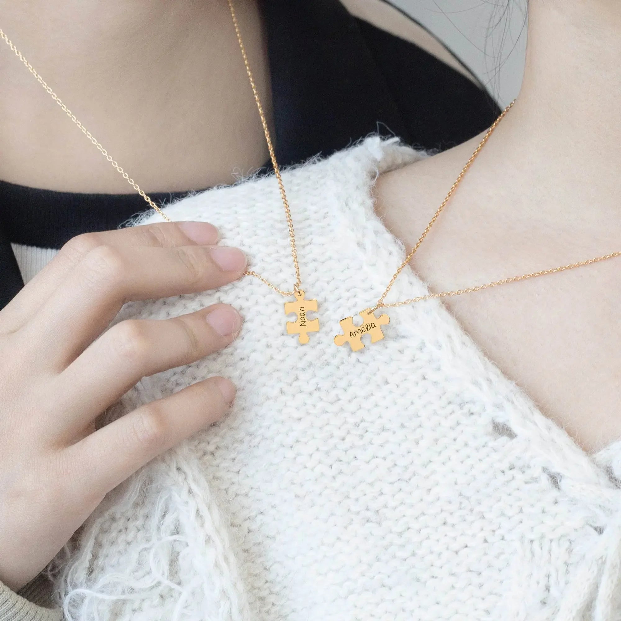 Customize Name Couble Puzzle Necklace - IVORYNN