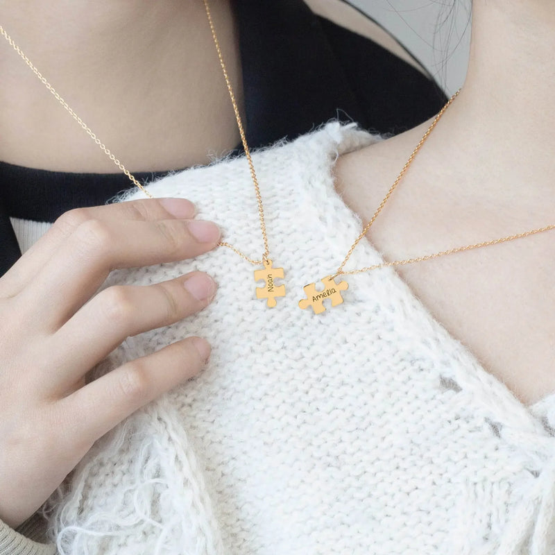Customize Name Couble Puzzle Necklace - IVORYNN