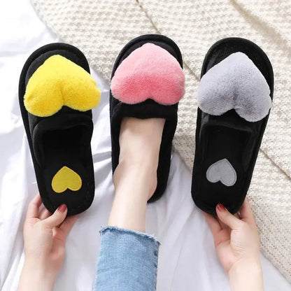 Cute Love Warm Fluffy Winter Home Slipper - IVORYNN