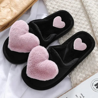 Cute Love Warm Fluffy Winter Home Slipper - IVORYNN