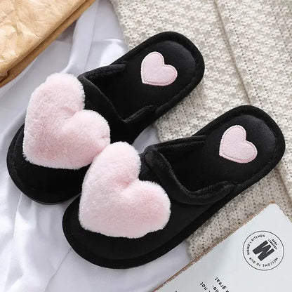 Cute Love Warm Fluffy Winter Home Slipper - IVORYNN