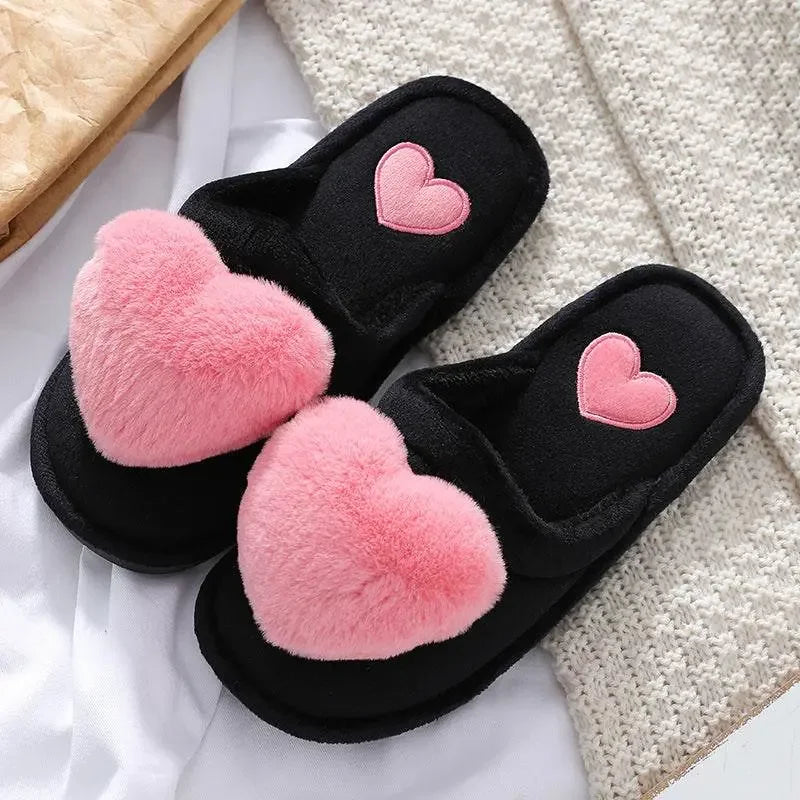 Cute Love Warm Fluffy Winter Home Slipper - IVORYNN