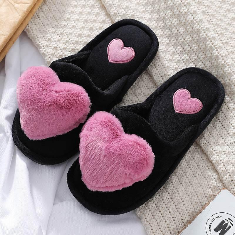 Cute Love Warm Fluffy Winter Home Slipper - IVORYNN