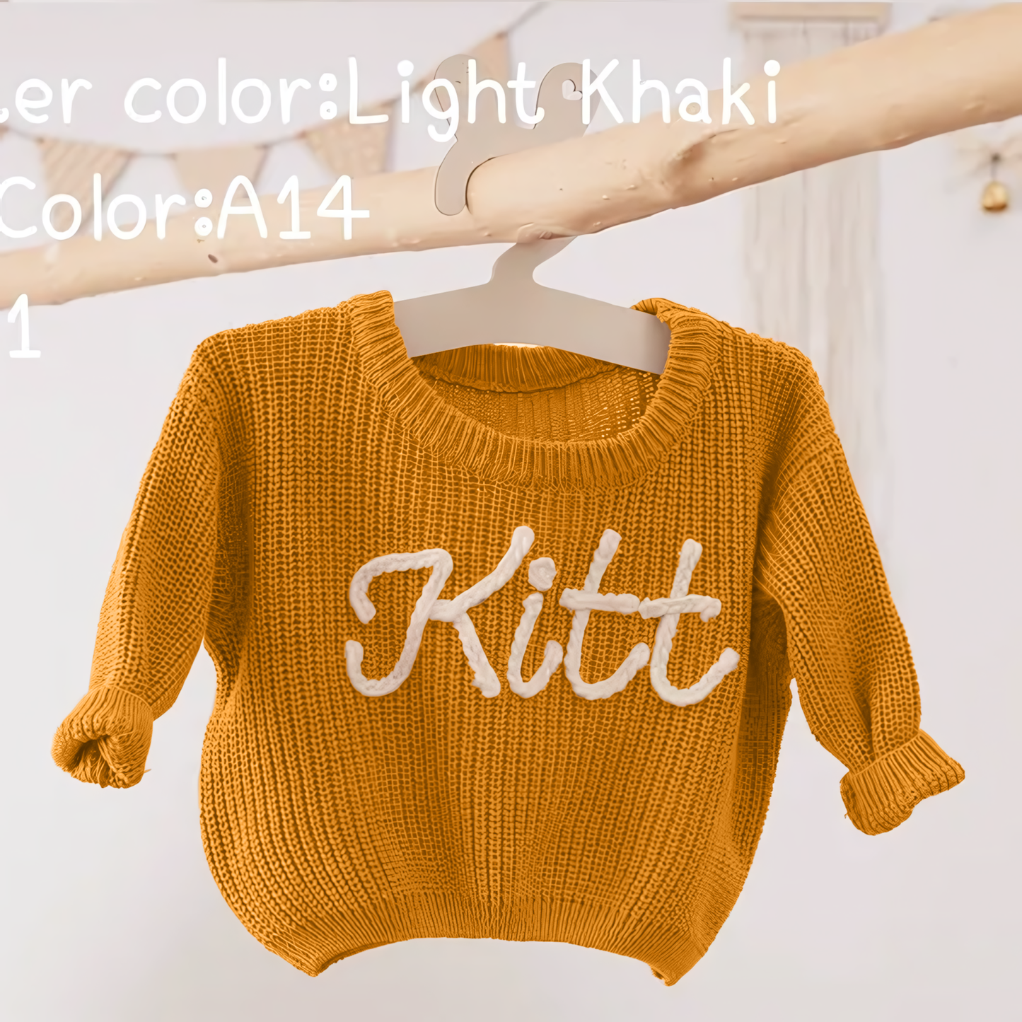 Cotton Hand embroidered Name Baby Sweater