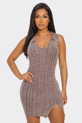 Deep Taupe Soft stretch Mineral Wash Dress - IVORYNN