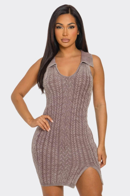 Deep Taupe Soft stretch Mineral Wash Dress - IVORYNN