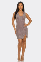 Deep Taupe Soft stretch Mineral Wash Dress - IVORYNN