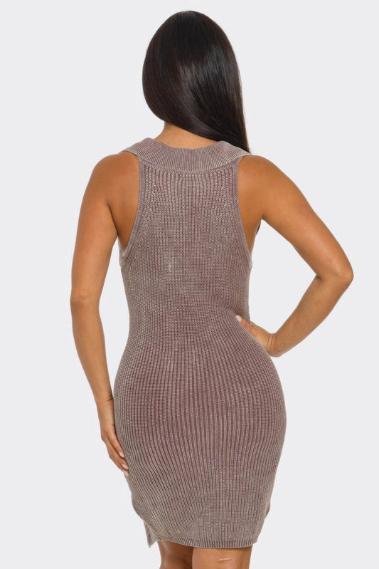 Deep Taupe Soft stretch Mineral Wash Dress
