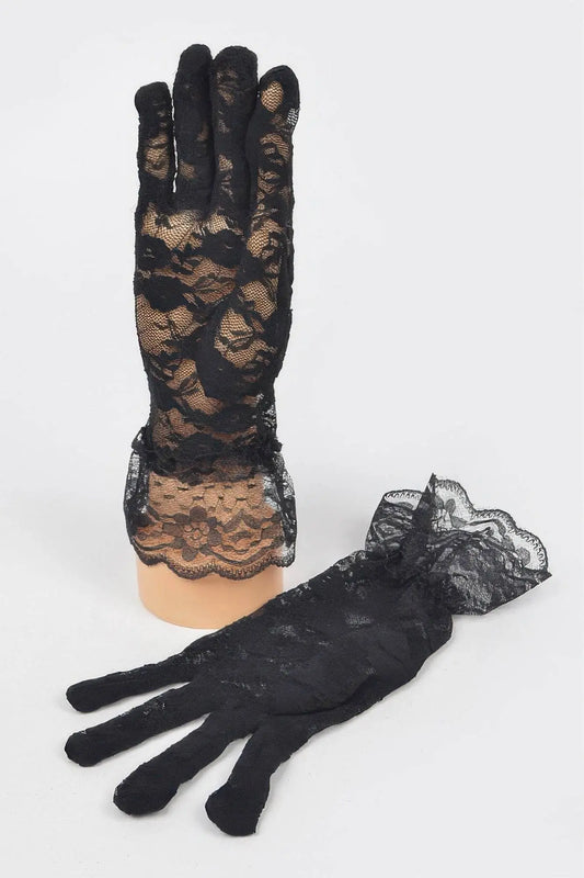 Delicate Lace Black Gloves